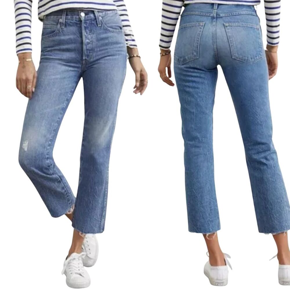 AMO Jeans High Rise Straight Leg Cropped Loverboy Stargaze Size 26